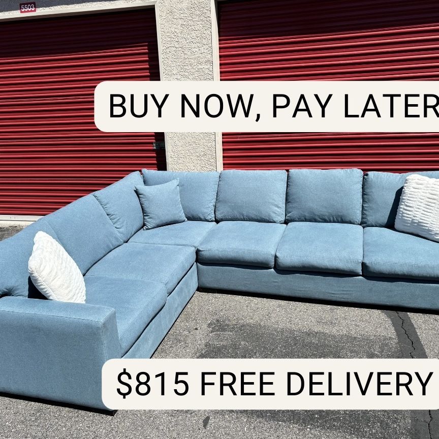 Buy Now, Pay Later! Stunning Teal Blue Sectional - Free Delivery 