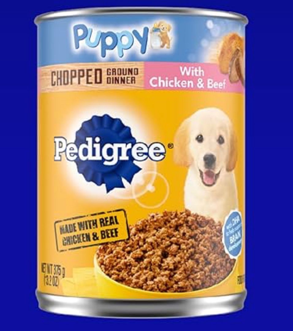 Pedigree Puppy Chopped Ground Dinner Canned Wet Puppy Food with Chicken & Beef, 13.2 oz, 10 Cans