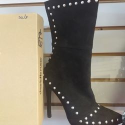 Mid Calf Suede Spike Heeled Boots 6