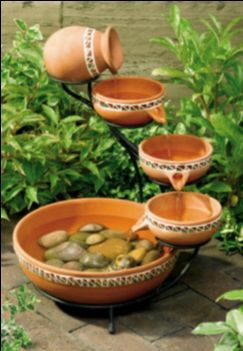 Water Feature Terracotta Mosaic Cascade *New In Box*
