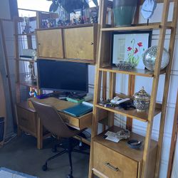Three Piece Desk And Shelving Unit 