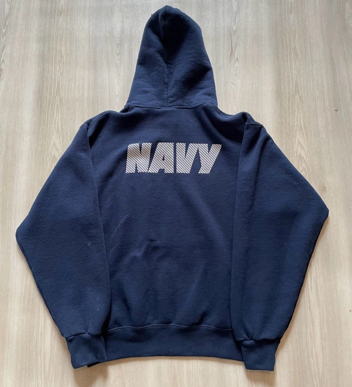 VTG 90s Soffe US Navy Military Pullover Hoodie Sweatshirt Blue Mens Small USA