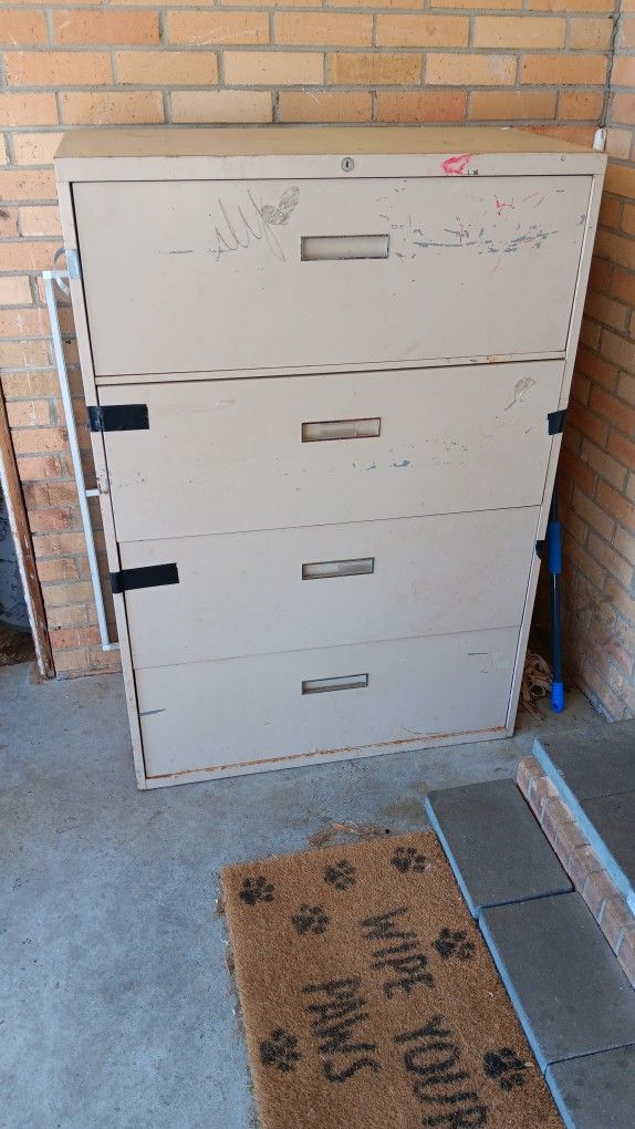 Large four Drawer Lateral Metal Filing Cabinet