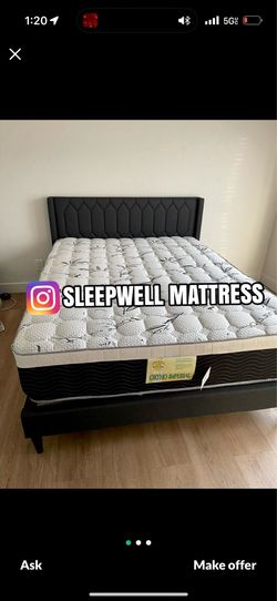 New Queen bed frame with mattress