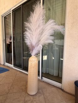 Large artificial pampas grass decor, tall artificial pampas grass, connectable, artificial dried boho style home decor, white feathers for vase, artif
