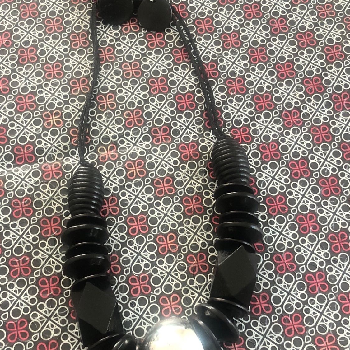 Black silver beaded necklace