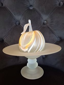 Art Glass Apple on Frosted Pedestal
