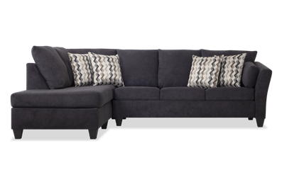 Bob’s Discount Furniture Virgo Charcoal 119” Chaise Sectional – Excellent Condition