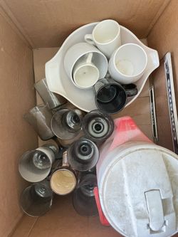 Mugs, Wine Glasses, And Igloo Thermos