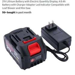 NEW 21V LITHIUM BATTERY  WITH CHARGER AND 2 BATTERIES