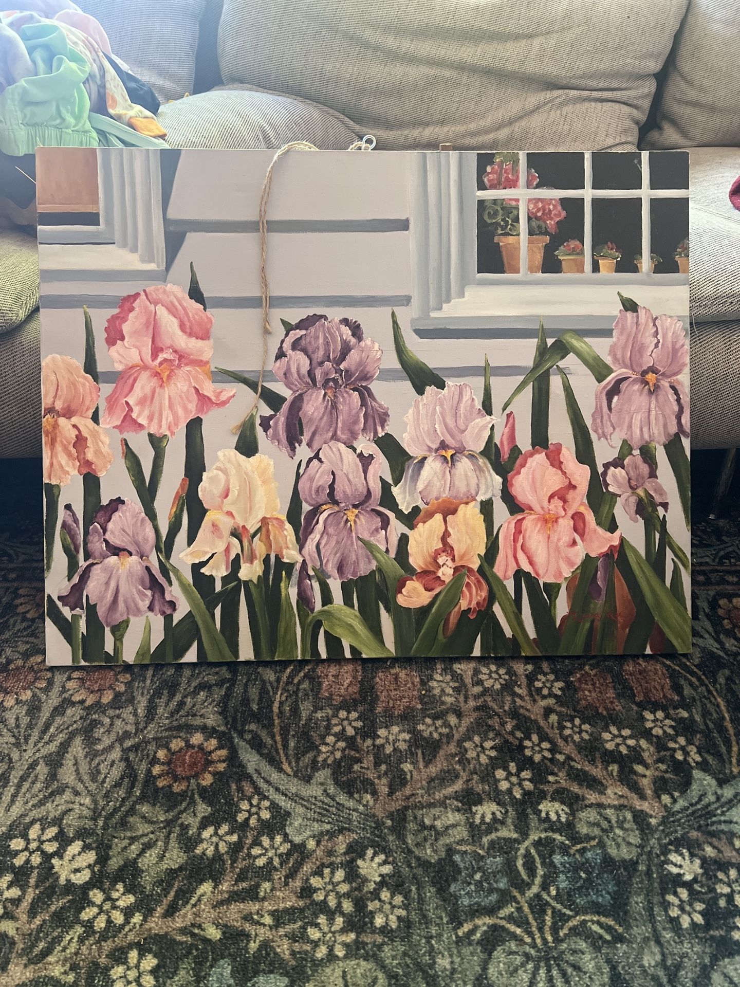 Original Iris Garden Painting – Spring Floral Wall Art