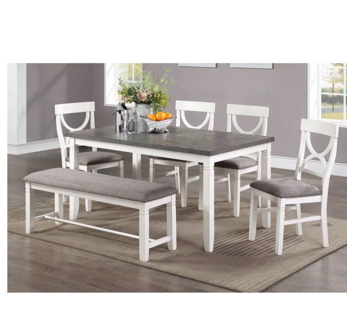Dining Table Set With 4Chairs And Bench