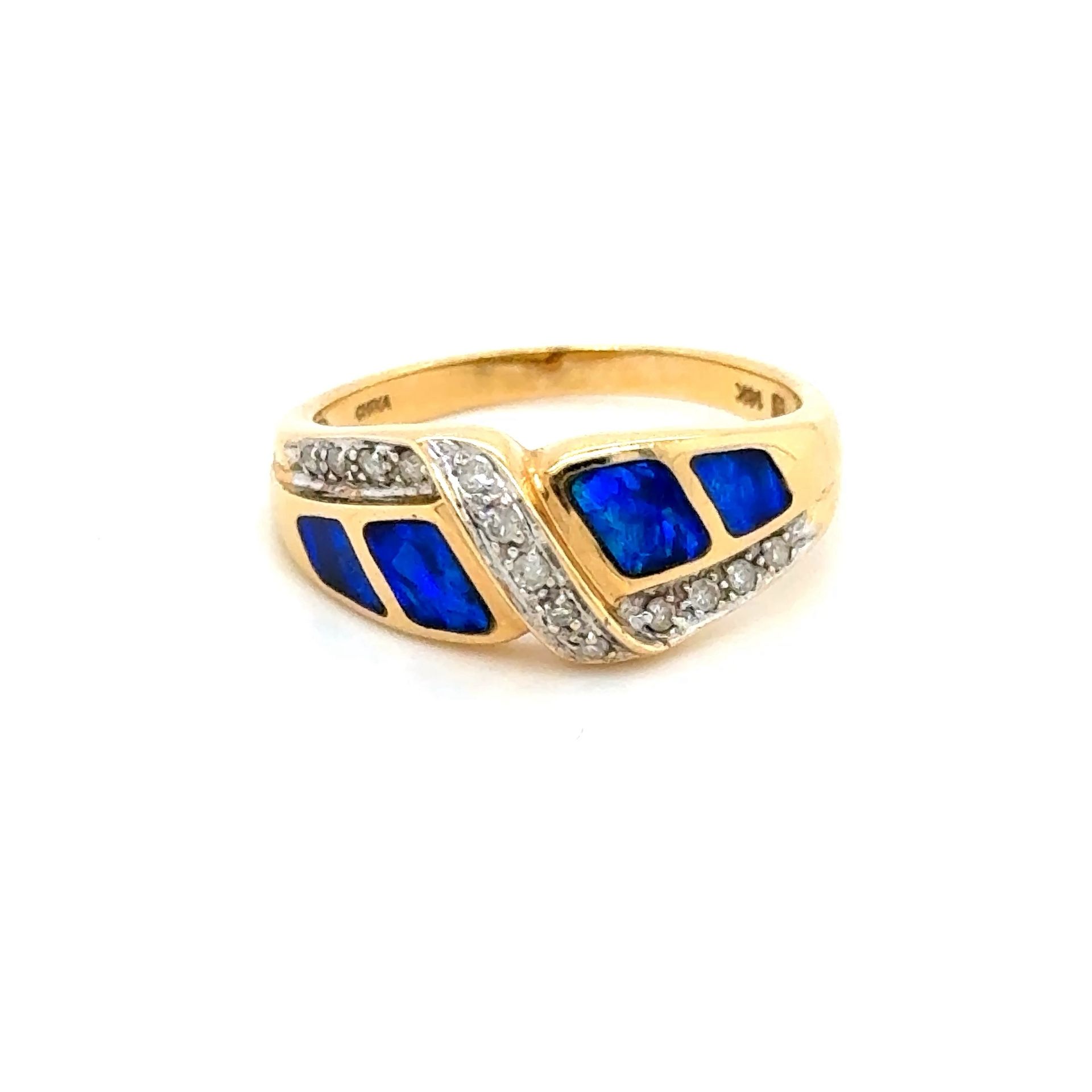 14K Gold Opal/Diamonds Ring