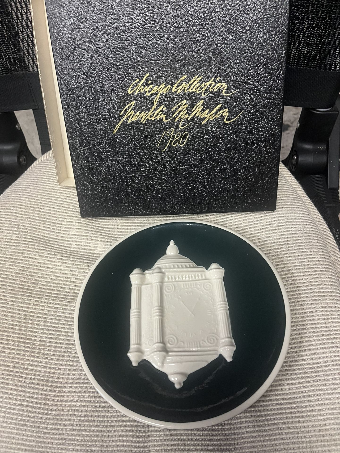 Vintage Marshall Fields Porcelain Plate With Raised 3-D Clock Design.