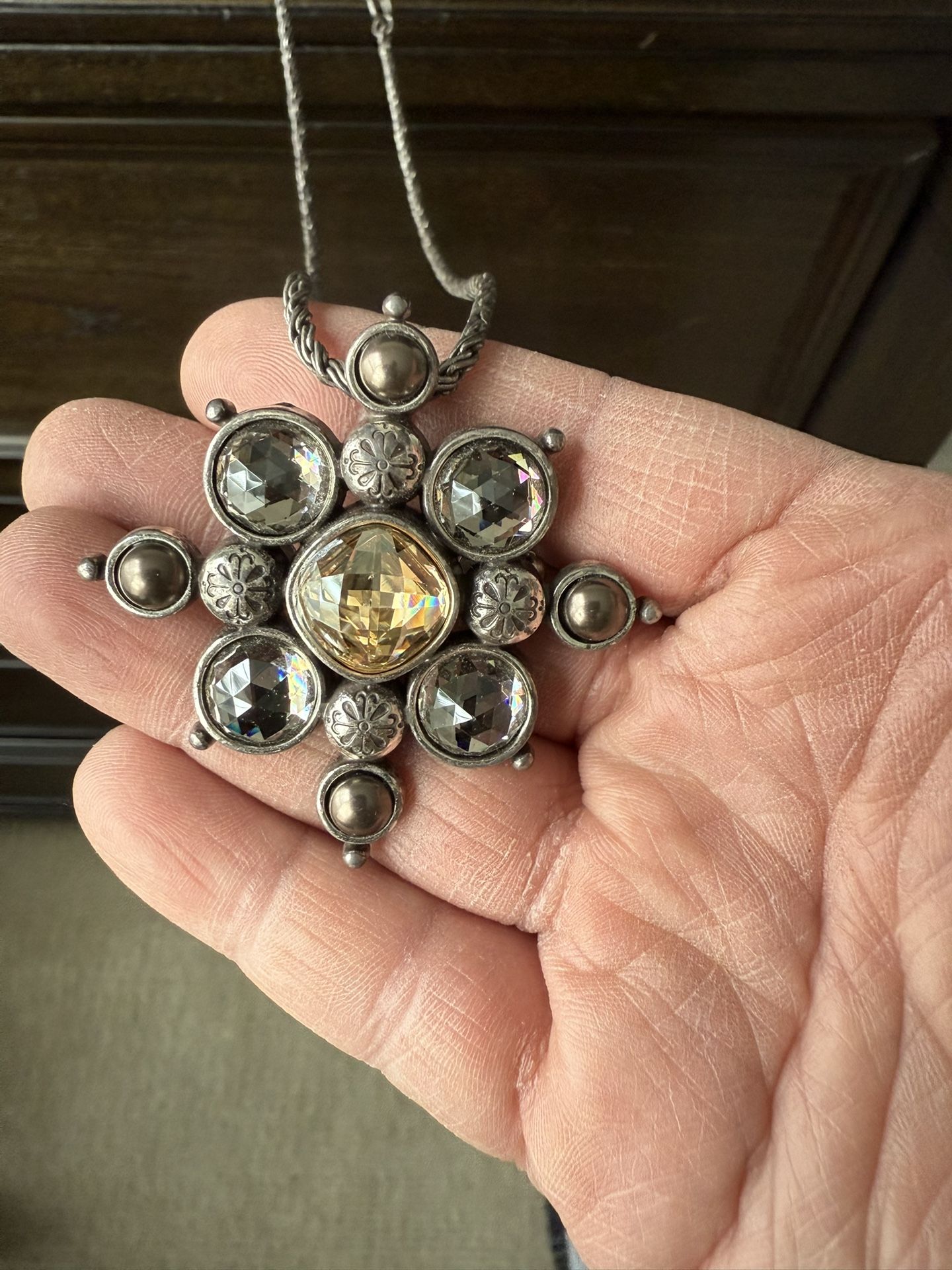 Brighton Silver start beaded necklace/pin
