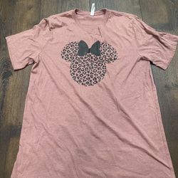 Womans Pink Cheetah Minnie Mouse Shirt Size Large By Canvas #2