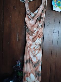 Watercolor Print Draped Maxi Dress
