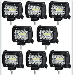 8 Pcs 4 Inch 60W LED Light Bar, 12000LM Spot Flood Combo Off Road Light
