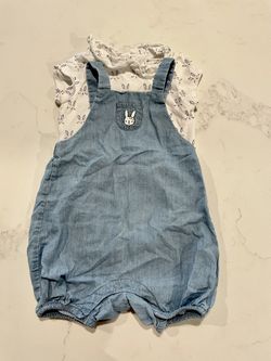 Gymboree bunny overall jumper set 6-12 months