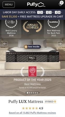 New in box- Puffy Lux King Mattress