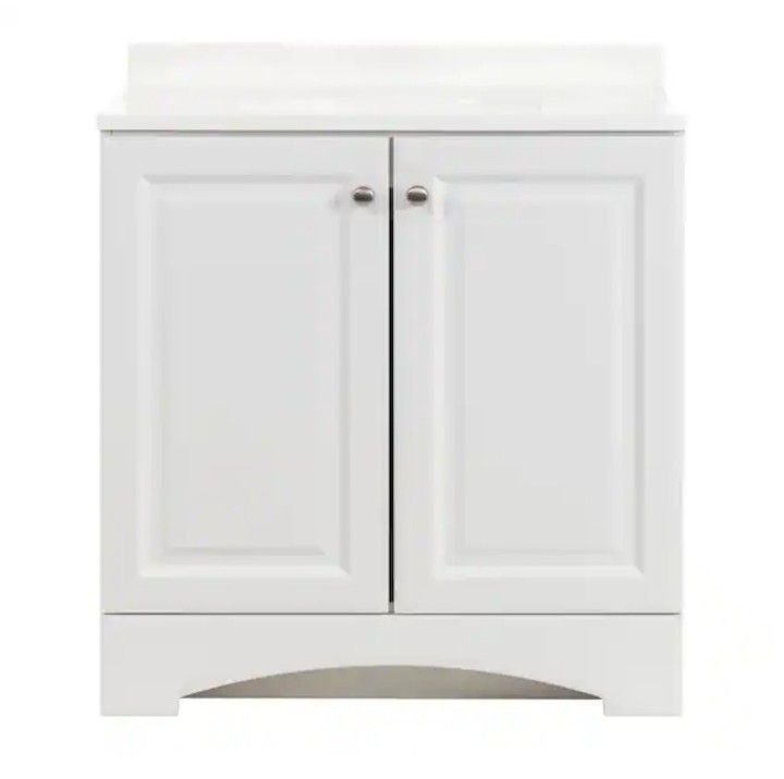 31 in. Single Sink White Bath Vanity with White Cultured Marble Top