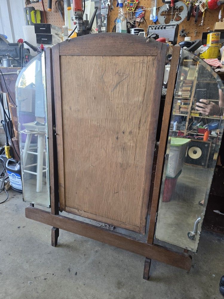 Antque Oak Vanity Mirror
