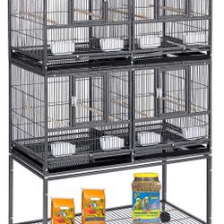 Deluxe  Double Stackable Center Divider Breeding Bird Flight Rolling Cage