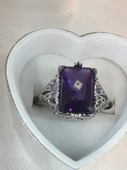Amethst gemstone, 925 Sterling silver Ring size7