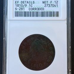 1810 Classic Head Large Cents 10 Over 09 Error