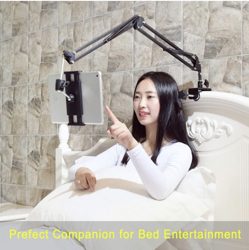 Tablet Stand for Bed,360 Degree Rotating Bed Tablet Mount Holder Stand with Aluminum Arm for iPad,iPhoneXS,N-Switch, Amazon Kindle Fire,or Other 4~11 