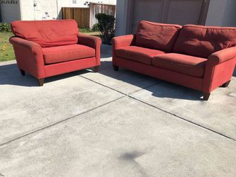 Red lazboy tufted Couch and Loveseat only $180