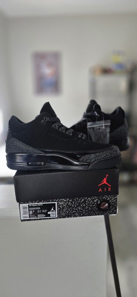 Air Jordan Retro 3 Black Cat Size 8.5-9.5.10
