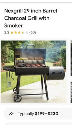 Nexgrill 29 inch Barrel Charcoal Grill with Smoker