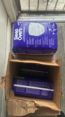 sleepover diapers a box. of  eight
