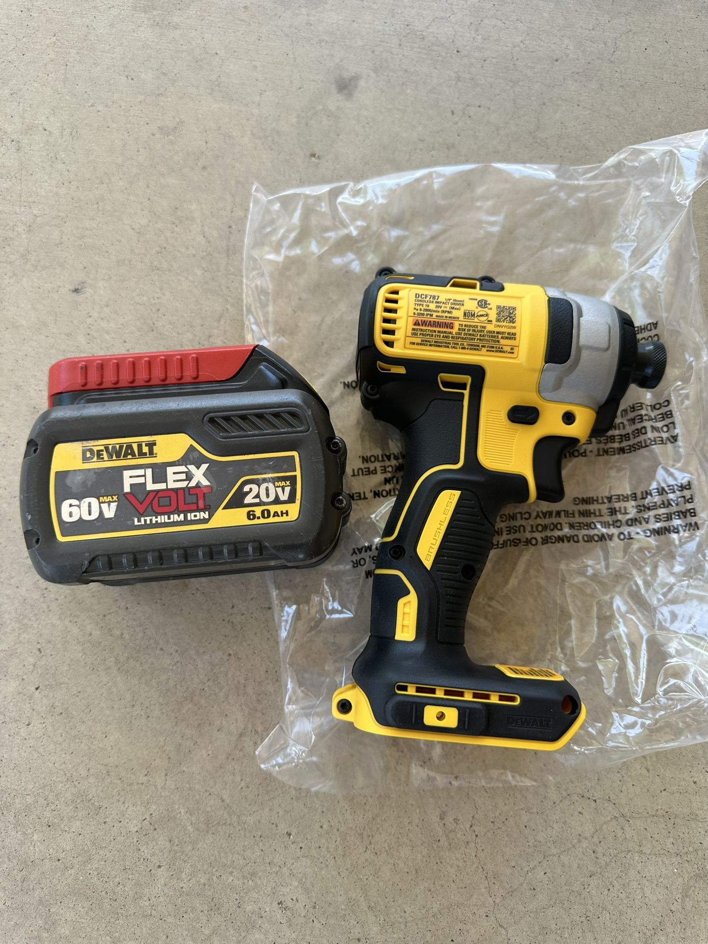 Dewalt 20v Impact With 60v Flex Volt Battery