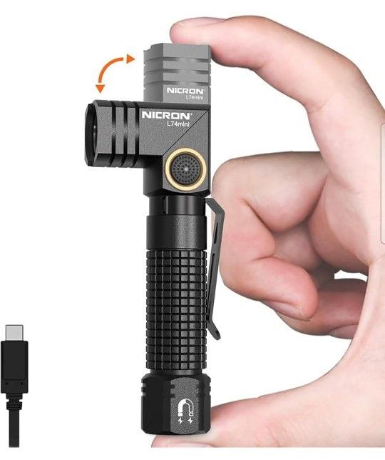 FlashlightEDC Flashlight Rechargeable, 90 Degree Flashlight with Magnet 400 High