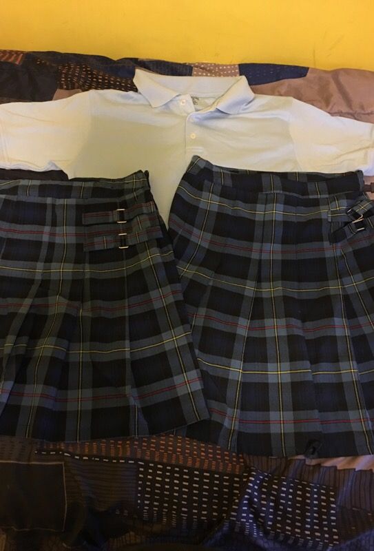 Holy trinity school skirts and blue polo