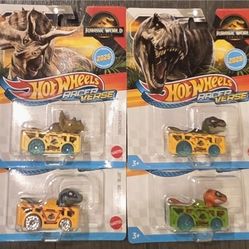JURASSIC WORLD (Set of 4 Dinosaurs) Hot Wheels RACER VERSE 