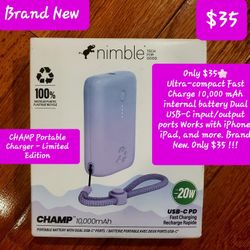$35🌸Ultra-compact Fast Charge 10,000 mAh internal battery Dual USB-C input/output ports Works with iPhone, iPad, and more. Brand New. Only $35 !