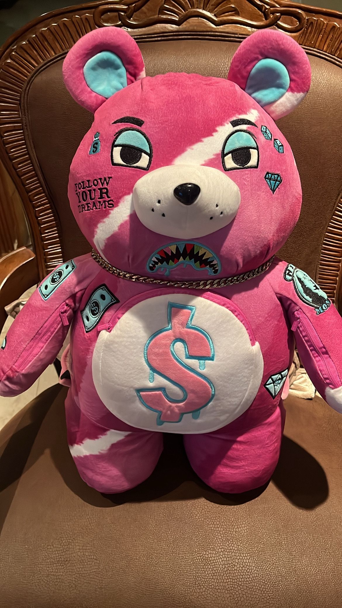 SPRAYGROUND PINK PUNK FOLLOW YOUR DREAMS BEAR BACKPACK *LIMITED EDITION
