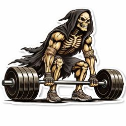 4” Gym Skull Grim Reaper Sticker deadlift Decal Death Work Out