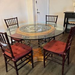Glass Dining Table + 4 Chairs