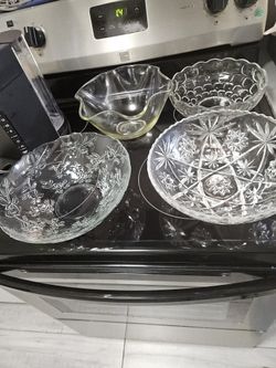 Antique 1970s Party Glass Bowls