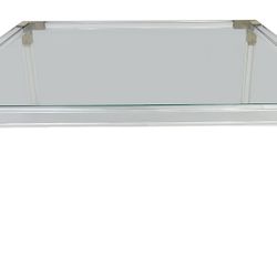 ACRYLIC & GOLD BRASS GLASS COFFEE TABLE