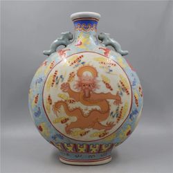 China Vase Qing Dynasty Qianlong dragon pattern luminous porcelain antique old goods porcelain organ kiln ancient player home collecti