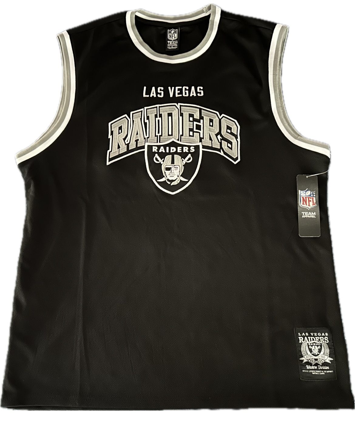 Las Vegas Raiders Embroidered Black Basketball Jersey Men’s Large New