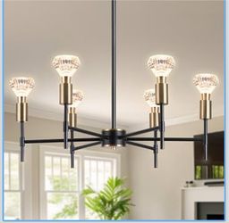 Cofiveevo Black Chandeliers for Dining Room, 6-Light Fixture, Height Adjustable Hanging Restaurant Lighting Fixture, Suitable for Industrial Retro Pen