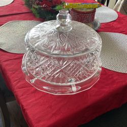 Beautiful, Crystal Cake Holder Or  Treat Dish. OBO