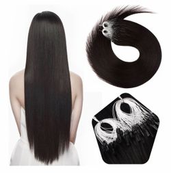 Microbead human hair black  50pcs    24 inches