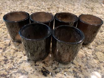 6 Pcs thick black/ gray glass candle for crafting, 3 inches wide